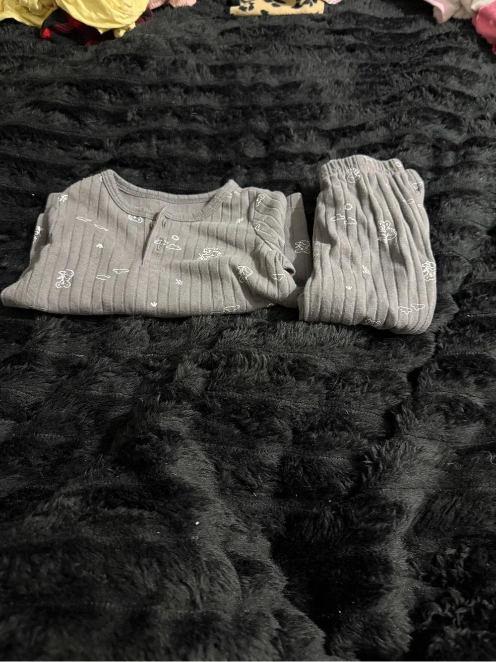 Kids Grey Ribbed Set koala print